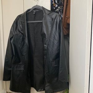 Faux leather black blazer